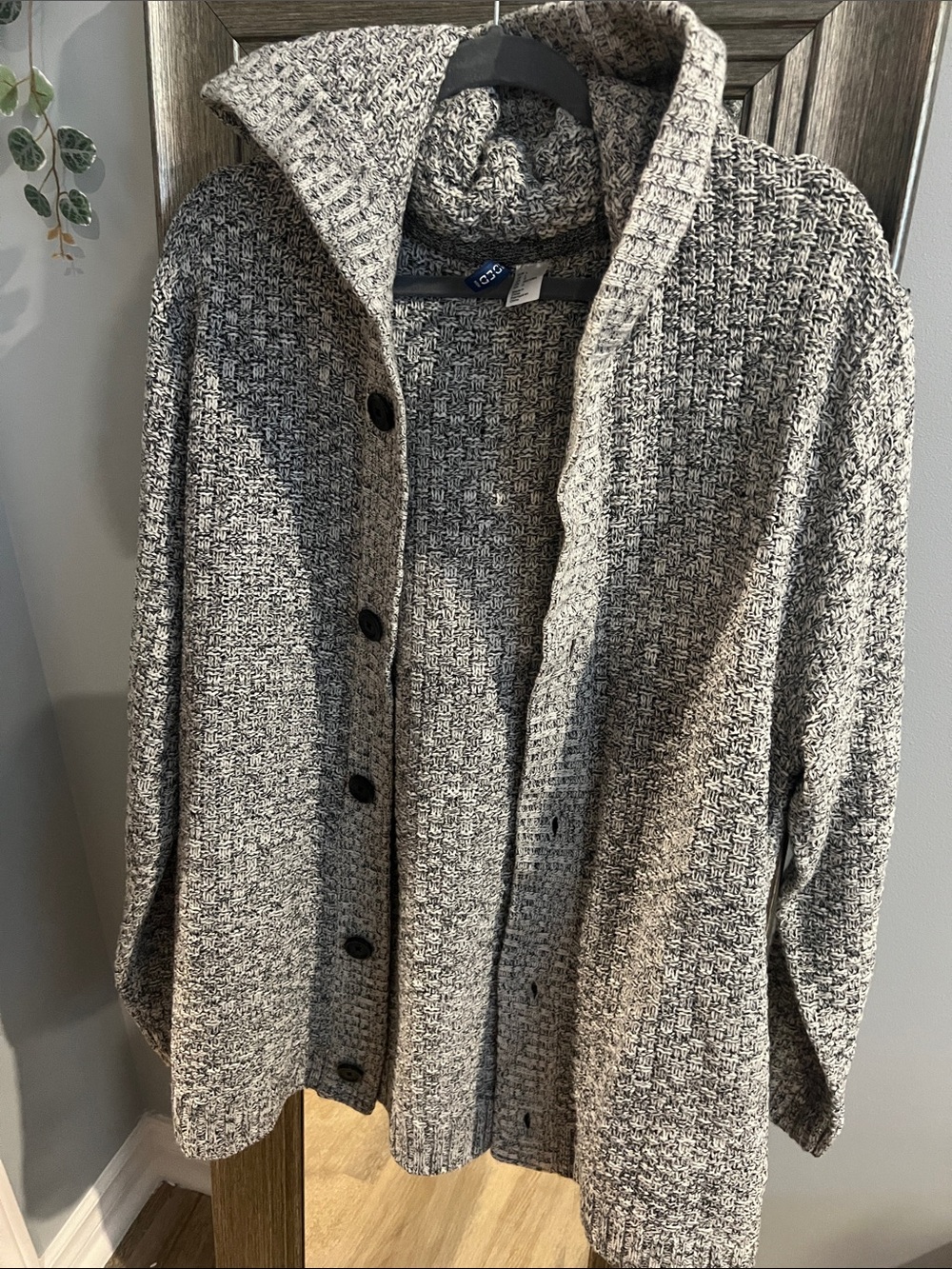 H&M Gray Marled Knit Button-Up Cardigan